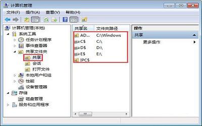 win7系统怎么关闭系统默认共享文件夹